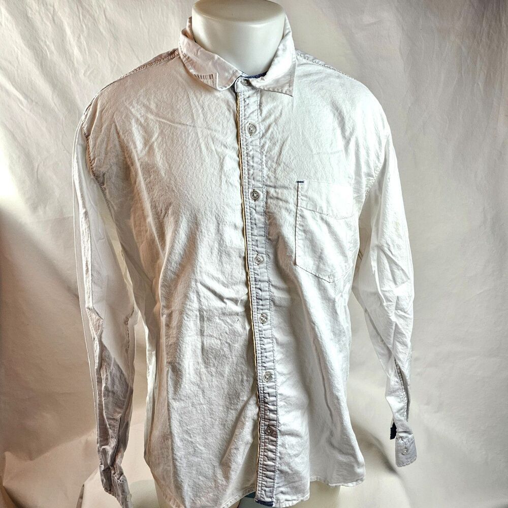 Carbon2Cobalt Button Up Shirt Mens Large White Long Sleeve Casual Oxford Cotton